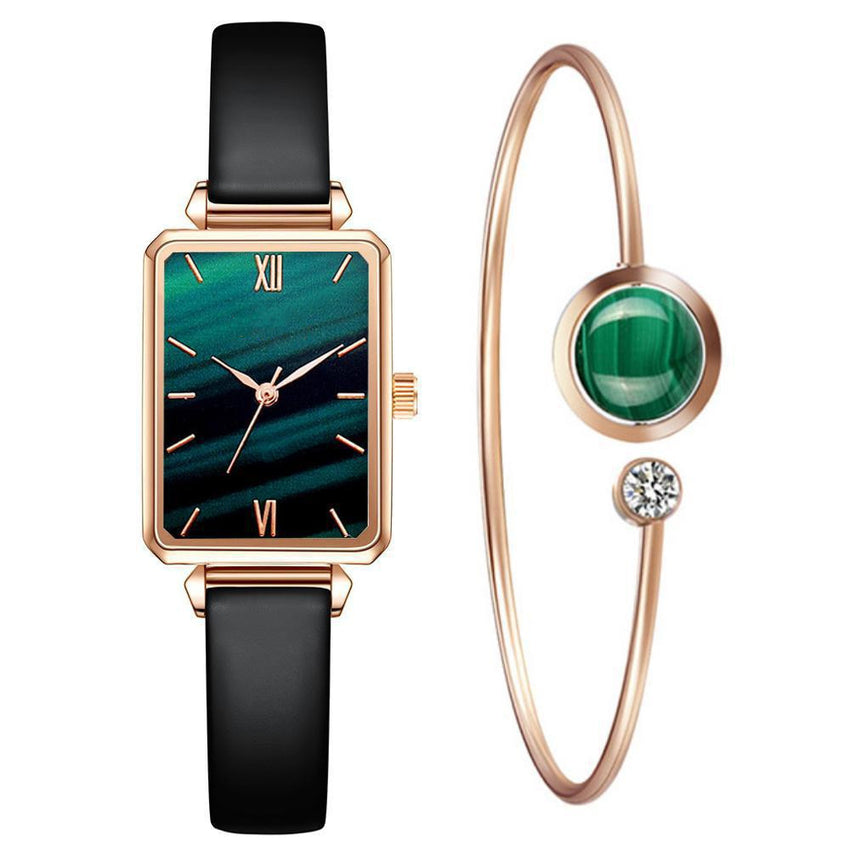 Fashion New Women&amp;amp;#039;s Watch Alloy Mesh Belt Small Green Watch Ladies Square Head Quartz Watch Women&amp;amp;#039;s Watch