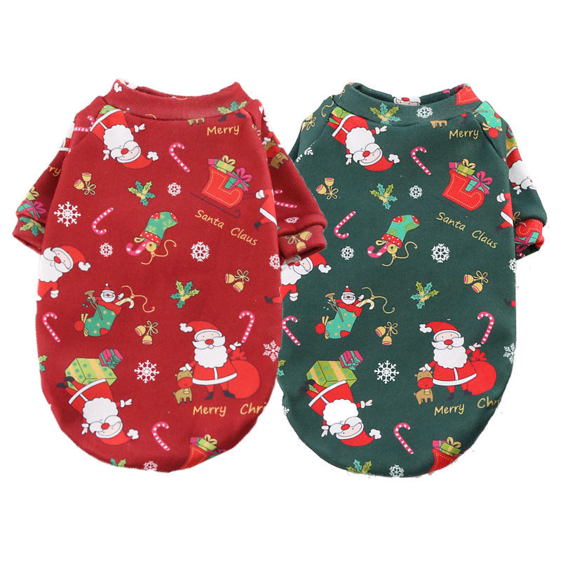 Medium And Large Dogs, Cats, Teddy Bears, Fudge Clothes, Fleece, Christmas Print Sweater, Spring, Autumn And Winter Pet Supplies