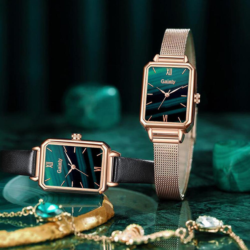 Fashion New Women&amp;amp;#039;s Watch Alloy Mesh Belt Small Green Watch Ladies Square Head Quartz Watch Women&amp;amp;#039;s Watch