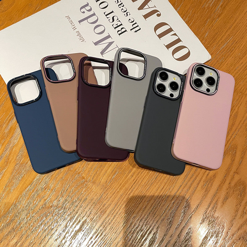 Suitable For IPhone15 Mobile Phone Shell Skin Feeling Solid Color Frosted PC Hard Apple 14 Simple High-grade Anti-fall Protective Cover