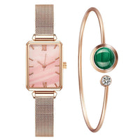 Fashion New Women&amp;amp;#039;s Watch Alloy Mesh Belt Small Green Watch Ladies Square Head Quartz Watch Women&amp;amp;#039;s Watch