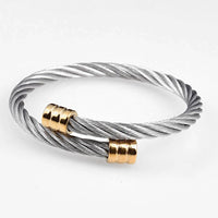 Cross-border E-commerce Hot Sale Titanium Steel Weiya Wire Steel Wire Bracelet Men Hip-hop Punk Opening Polished Jewelry Fashion Bracelet