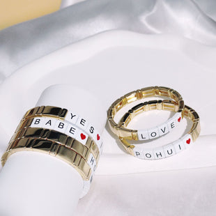 Personalized Enamel Golden Letter Word Bracelet Can Be Folded To Wear Painting Oil Love Lovers Expression Bracelet